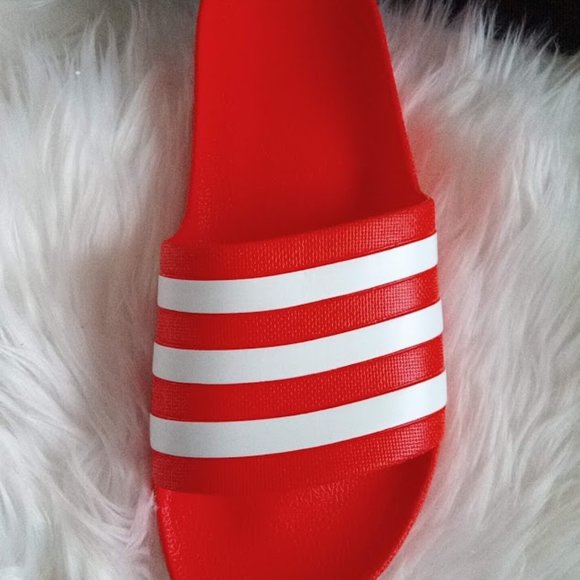 New Adidas Solar Red Adilette Aqua Slides Slip-On Sandals Women's US 10 - Picture 3 of 15